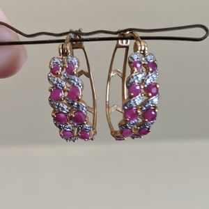 Garnet gold rhinestone earrings